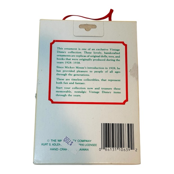 Vintage Walt Disney Mickey Mouse Kurt S Adler Wooden Christmas Ornament W4745 - Picture 4 of 8